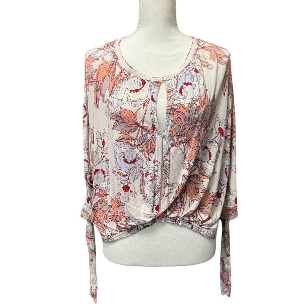 Free People Floral Long Sleeve Top XS Boho Cottagecore Soft Grunge Indie